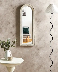 Best Beliani Specchio SARRY 31 cm 91 cm Legno di mango Bianco Bianco Marrone