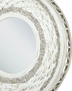 Online Beliani Specchio SOLEDAD 61 cm 61 cm Bambù Bianco Bianco Naturale