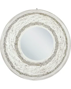 Online Beliani Specchio SOLEDAD 61 cm 61 cm Bambù Bianco Bianco Naturale
