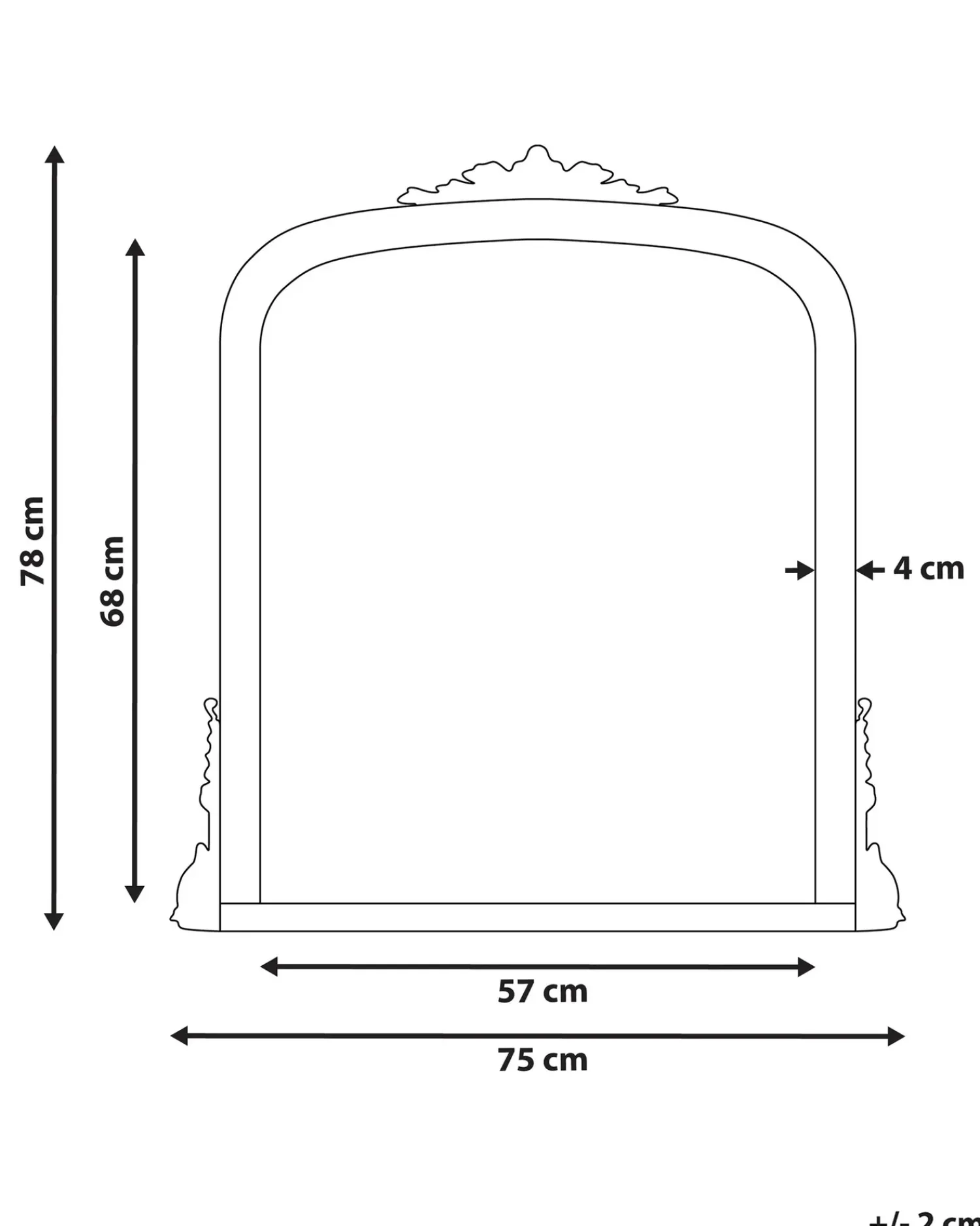 Best Beliani Specchio SUSSEY 75 cm 78 cm Oro