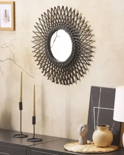 Discount Beliani Specchio TAGOLU 60 cm 60 cm Rattan Nero