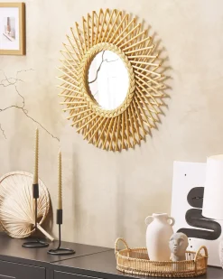 Discount Beliani Specchio TAGOLU 60 cm 60 cm Rattan Naturale Marrone