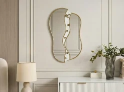 Outlet Beliani Specchio TAWLEY 45 cm 76 cm Metallo Oro Bianco Oro