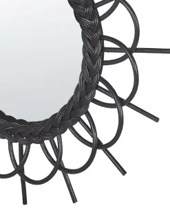 Outlet Beliani Specchio TELAKIA 60 cm 60 cm Rattan Nero