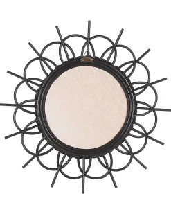 Outlet Beliani Specchio TELAKIA 60 cm 60 cm Rattan Nero