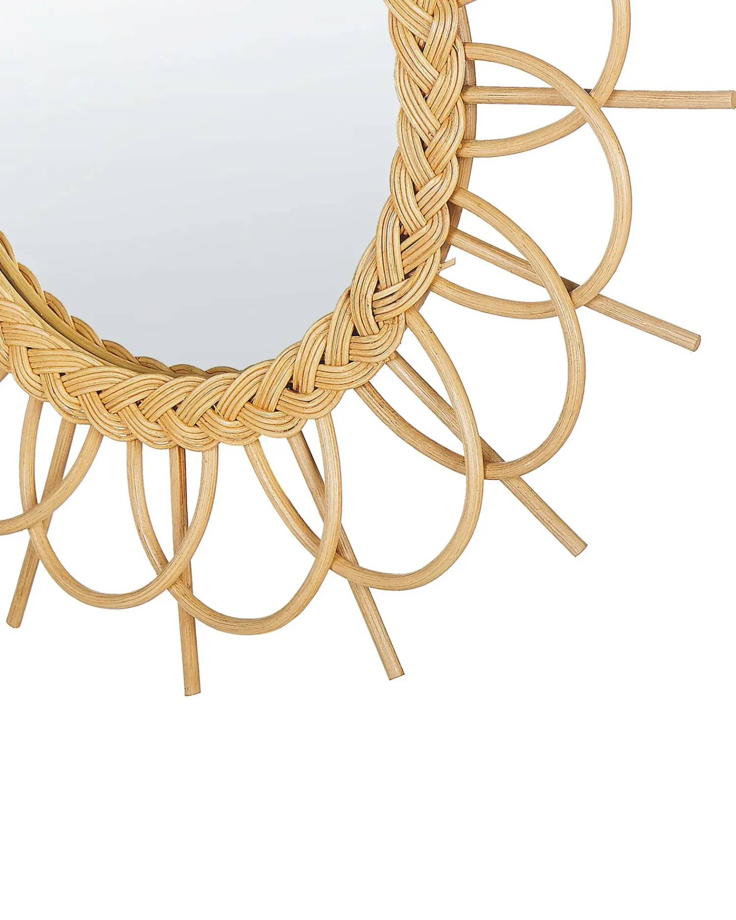Beliani Specchio TELAKIA 60 cm 60 cm Rattan Naturale Marrone