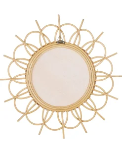 Beliani Specchio TELAKIA 60 cm 60 cm Rattan Naturale Marrone