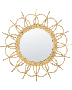 Beliani Specchio TELAKIA 60 cm 60 cm Rattan Naturale Marrone