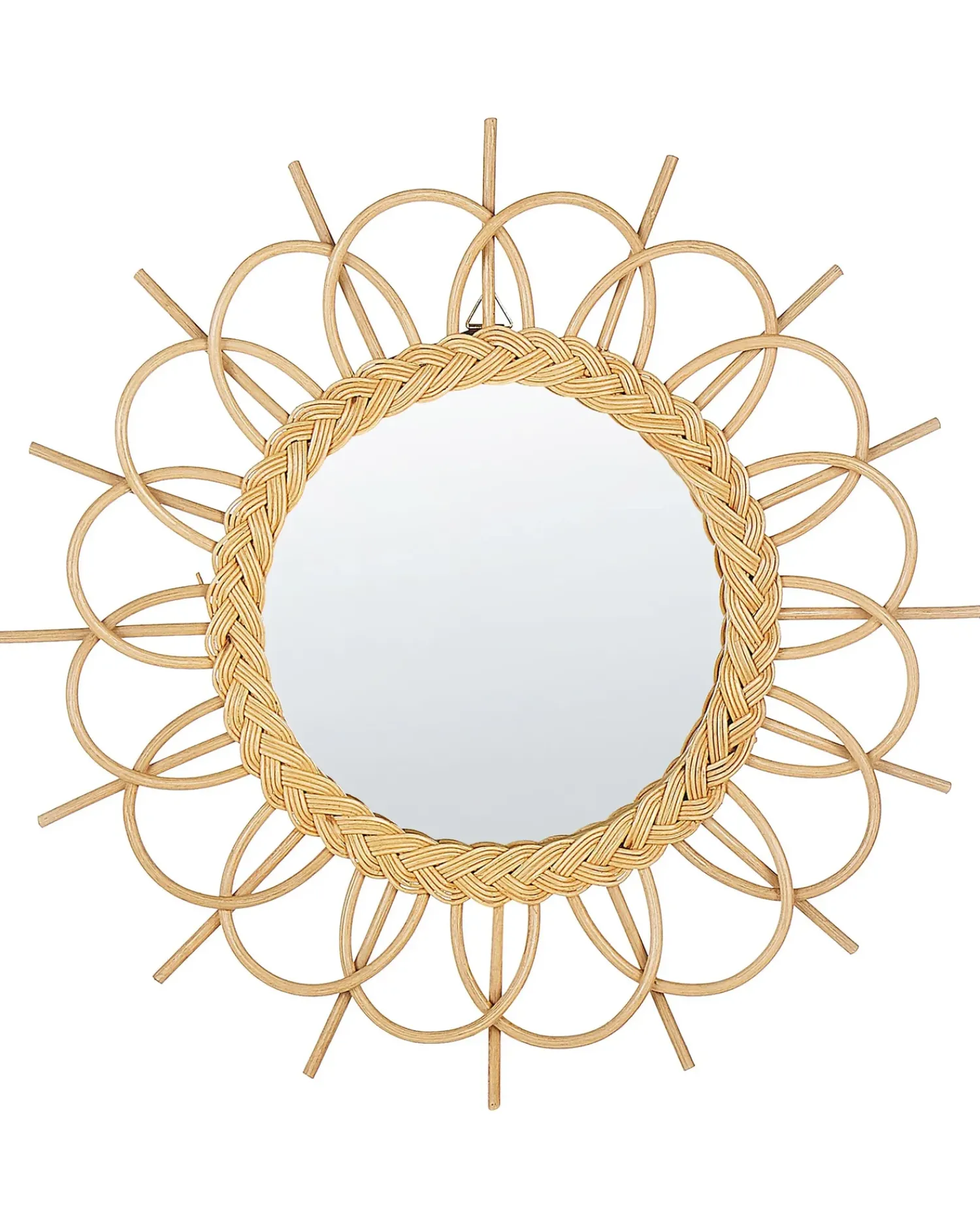 Beliani Specchio TELAKIA 60 cm 60 cm Rattan Naturale Marrone