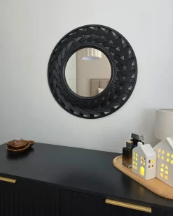 Outlet Beliani Specchio TIERGA 60 cm 60 cm Nero