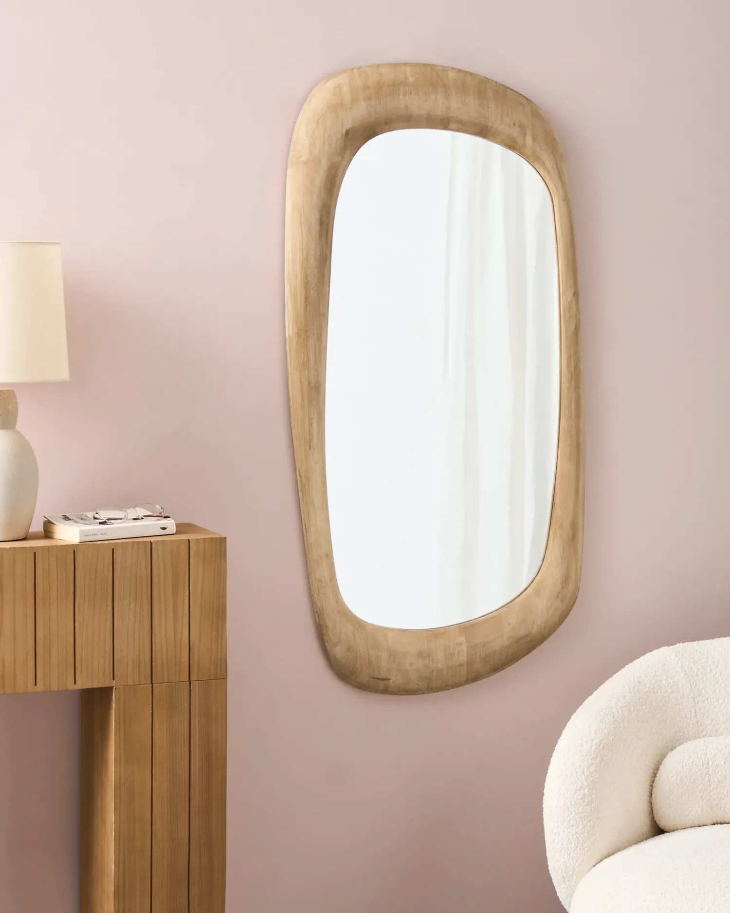 New Beliani Specchio TRIZAY 57 cm 120 cm Legno Marrone