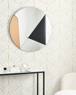 New Beliani Specchio TROUVILLE 80 cm 80 cm Nero/Oro Oro Nero