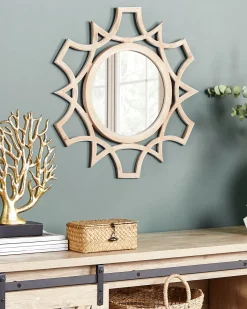 Clearance Beliani Specchio ZAPOPAN 60 cm 60 cm Legno di abete chiaro Bianco Marrone