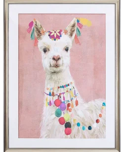Hot Beliani Stampa da parete Incorniciata BALALA Motivo animale 60 x 80 cm Rosa Bianco Rosa Nero Ottone