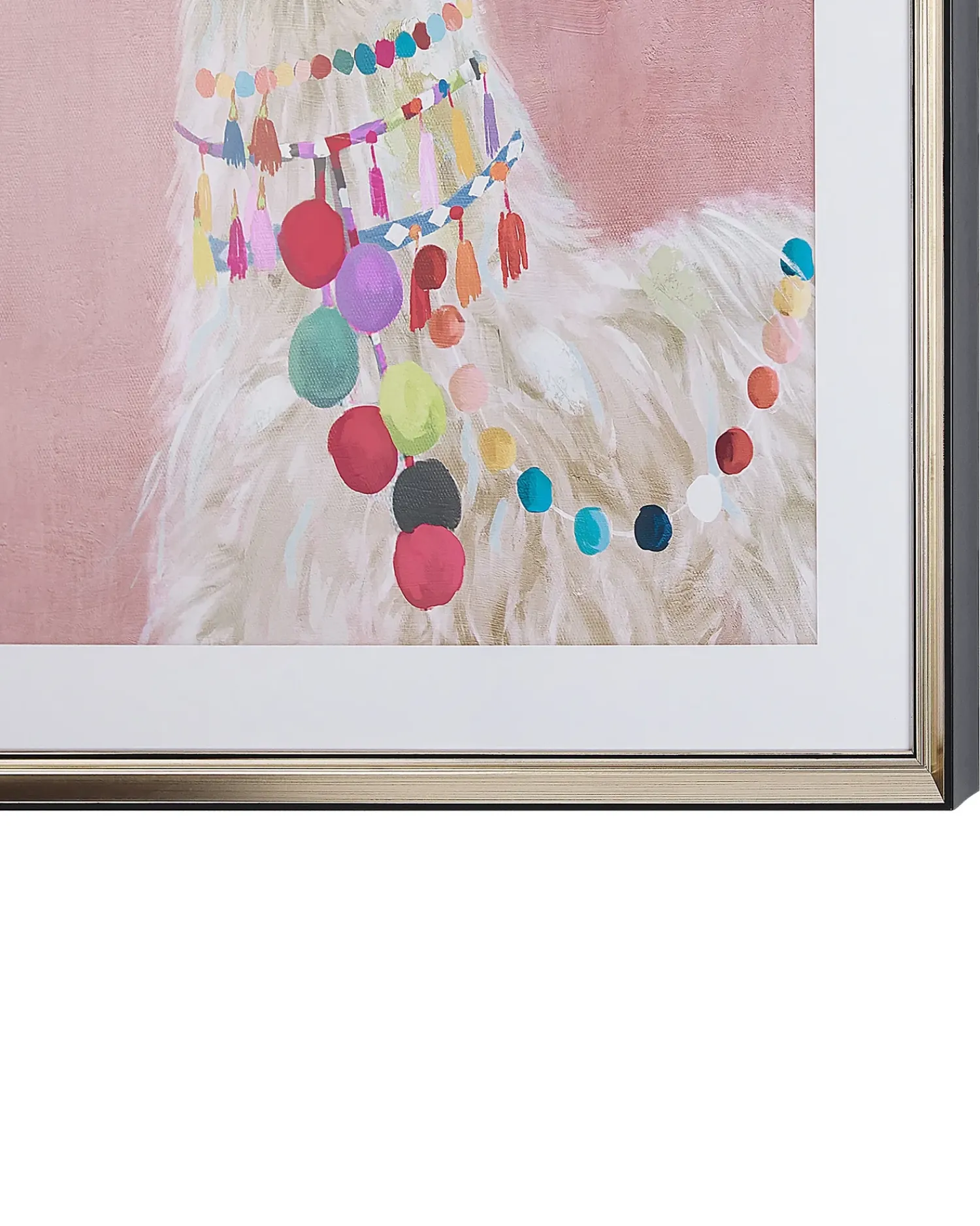 Hot Beliani Stampa da parete Incorniciata BALALA Motivo animale 60 x 80 cm Rosa Bianco Rosa Nero Ottone