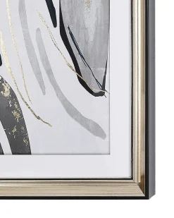 Sale Beliani Stampa da parete Incorniciata HIDMO Motivo astratto 30 x 40 cm Grigio Oro Ottone Grigio