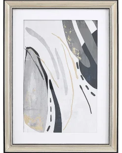 Sale Beliani Stampa da parete Incorniciata HIDMO Motivo astratto 30 x 40 cm Grigio Oro Ottone Grigio