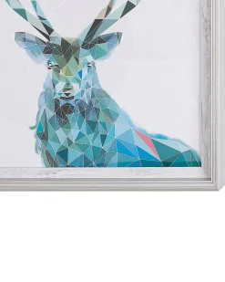 Hot Beliani Stampa da parete Incorniciata KAYES Motivo animale 30 x 40 cm Blu Bianco Blu Grigio Verde