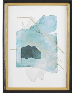 Clearance Beliani Stampa da parete Incorniciata TOUBA Motivo astratto 30 x 40 cm Blu Oro Blu Nero