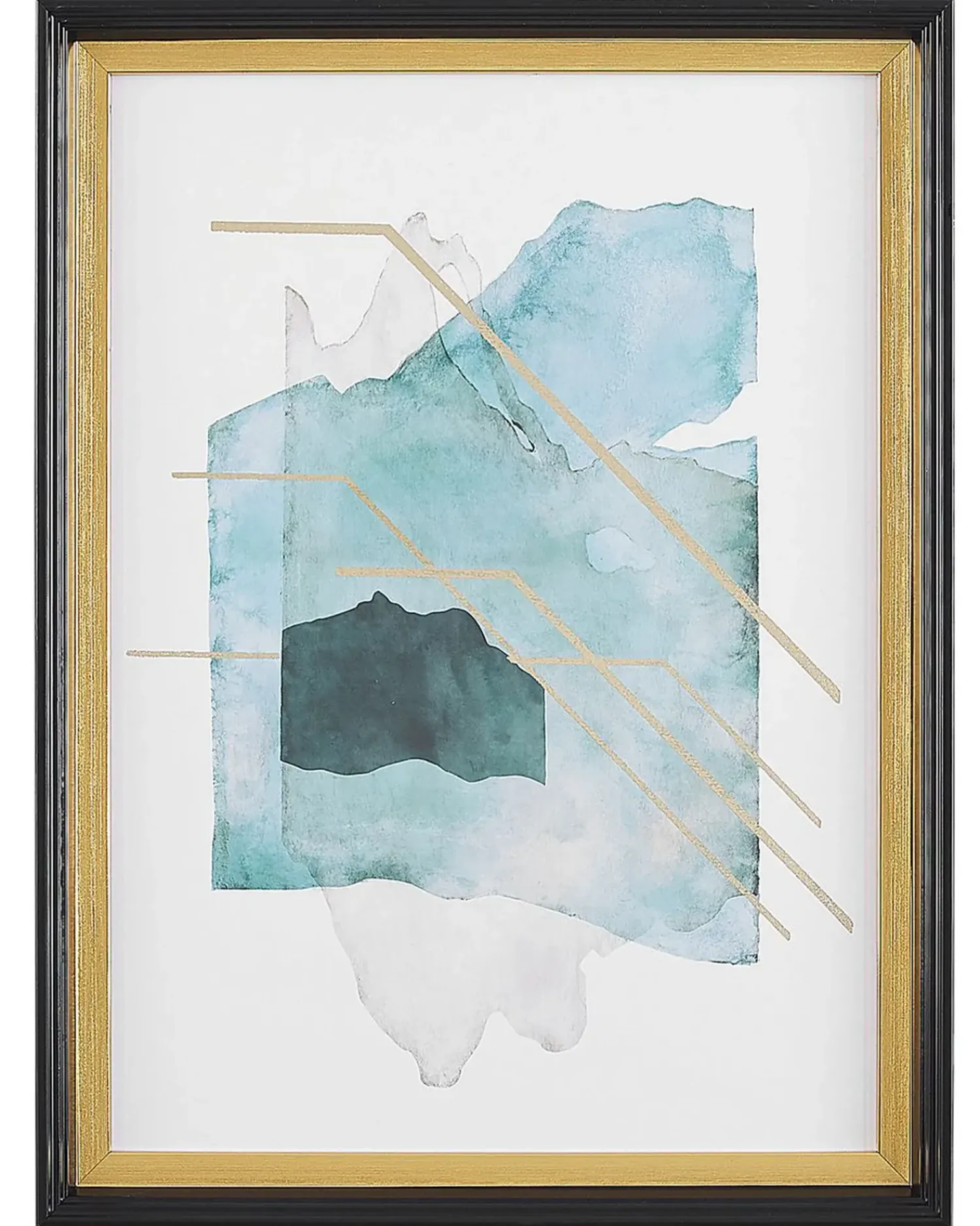 Clearance Beliani Stampa da parete Incorniciata TOUBA Motivo astratto 30 x 40 cm Blu Oro Blu Nero