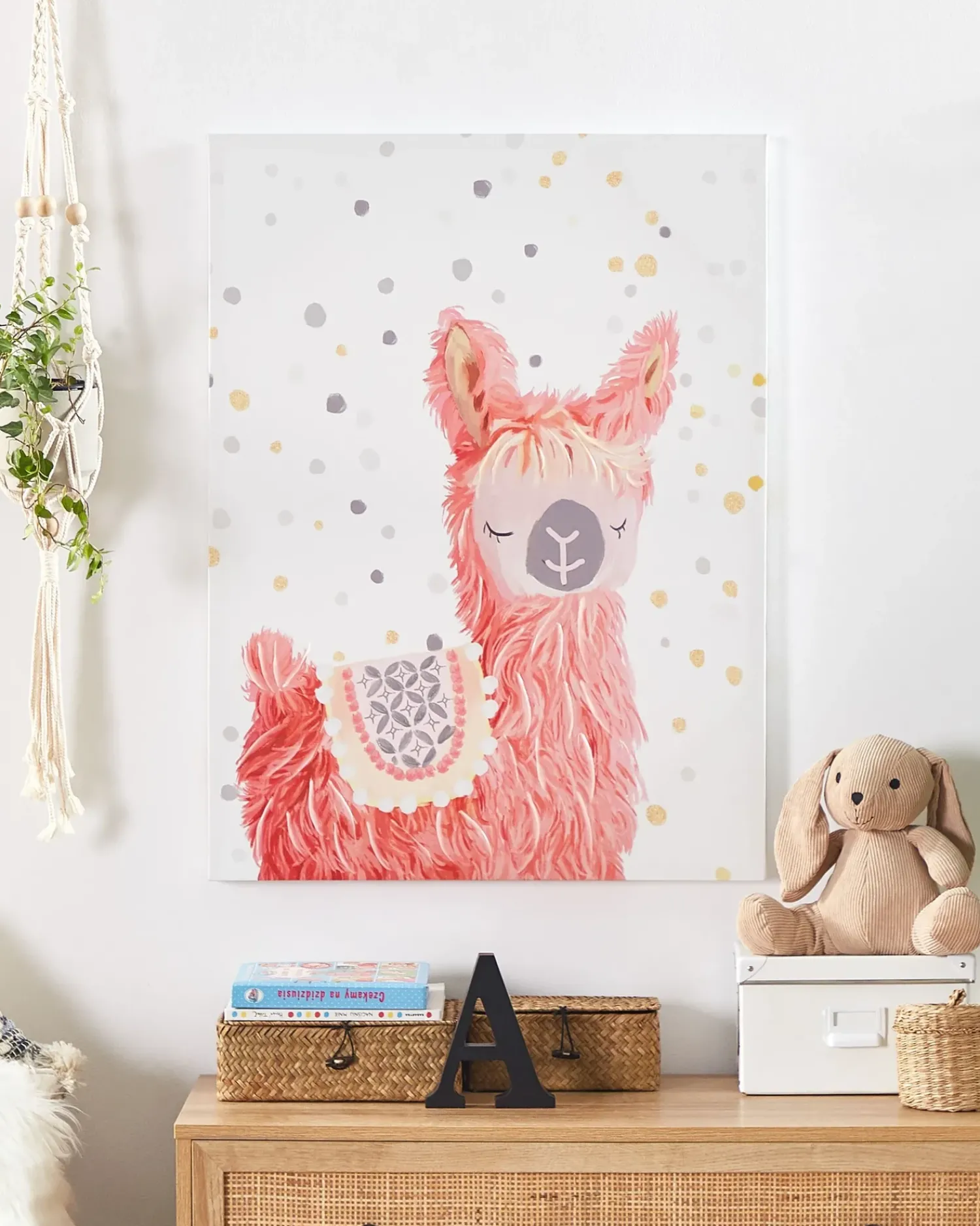 Beliani Stampa su tela AFASSA Motivo animale 60 x 80 cm Rosa Bianco Rosa