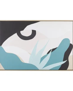Beliani Stampa su tela FORNEA Motivo astratto 63 x 99 cm Multicolore Beige Bianco Nero Multicolore