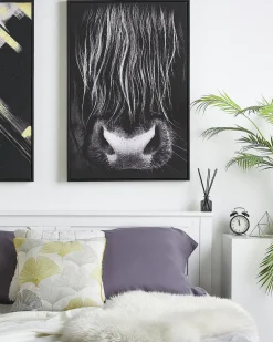 Discount Beliani Stampa su tela GALEATA Motivo animale 63 x 99 cm Nero Bianco Nero