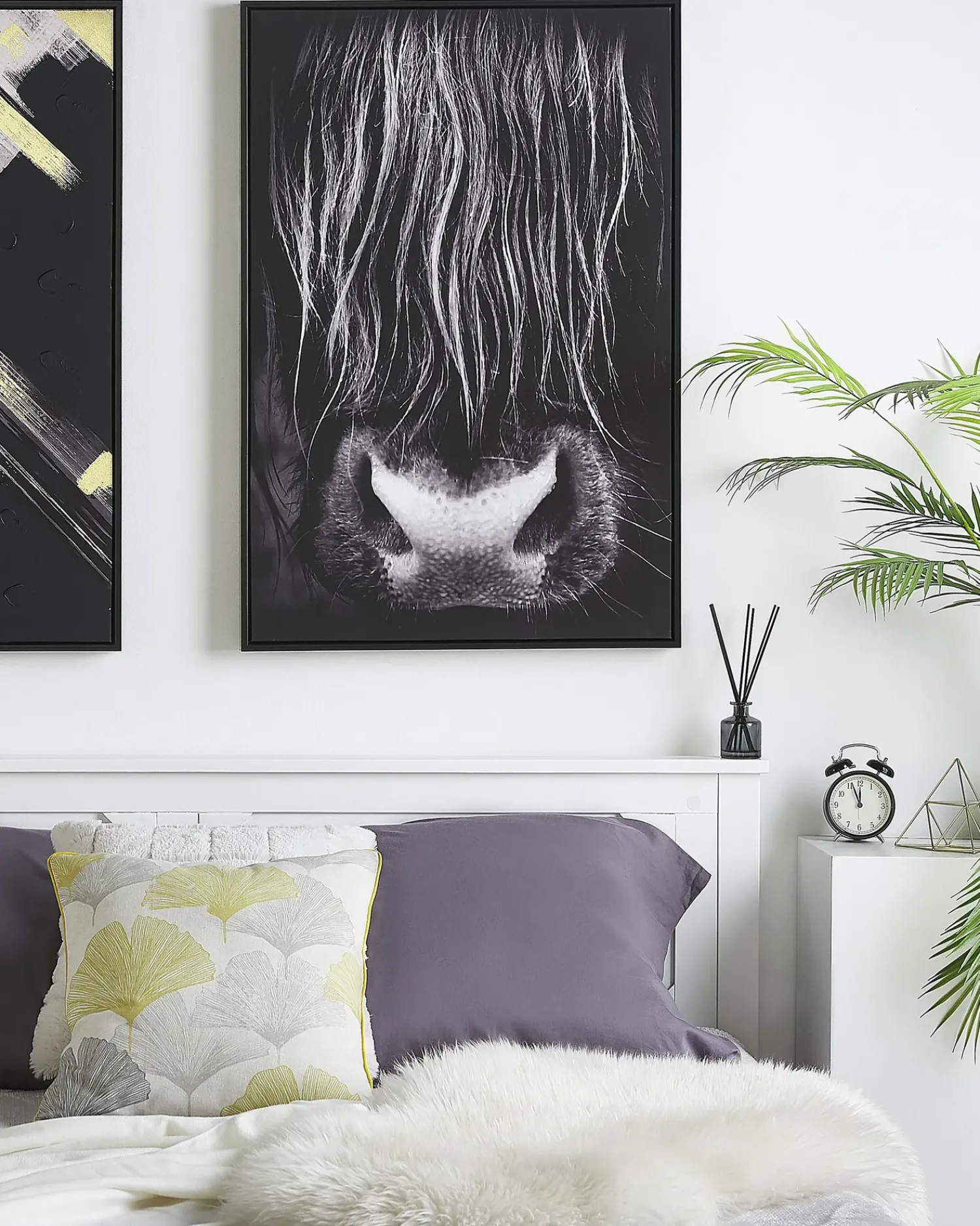Discount Beliani Stampa su tela GALEATA Motivo animale 63 x 99 cm Nero Bianco Nero