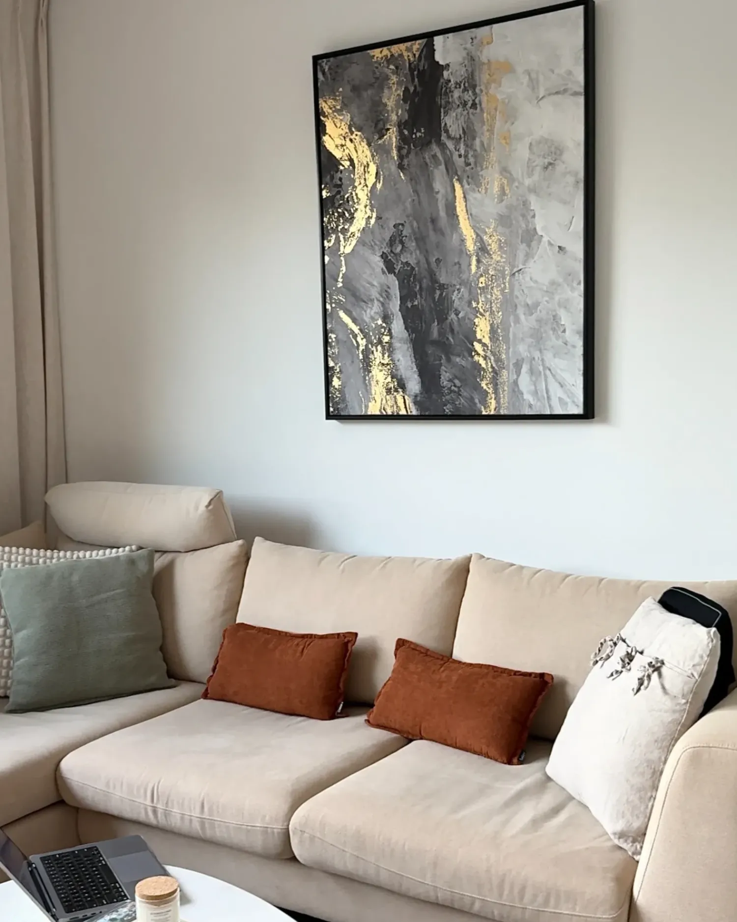 Clearance Beliani Stampa su tela JESI Motivo astratto 83 x 103 cm Grigio Bianco Oro Grigio