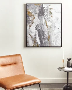 Clearance Beliani Stampa su tela JESI Motivo astratto 83 x 103 cm Grigio Bianco Oro Grigio