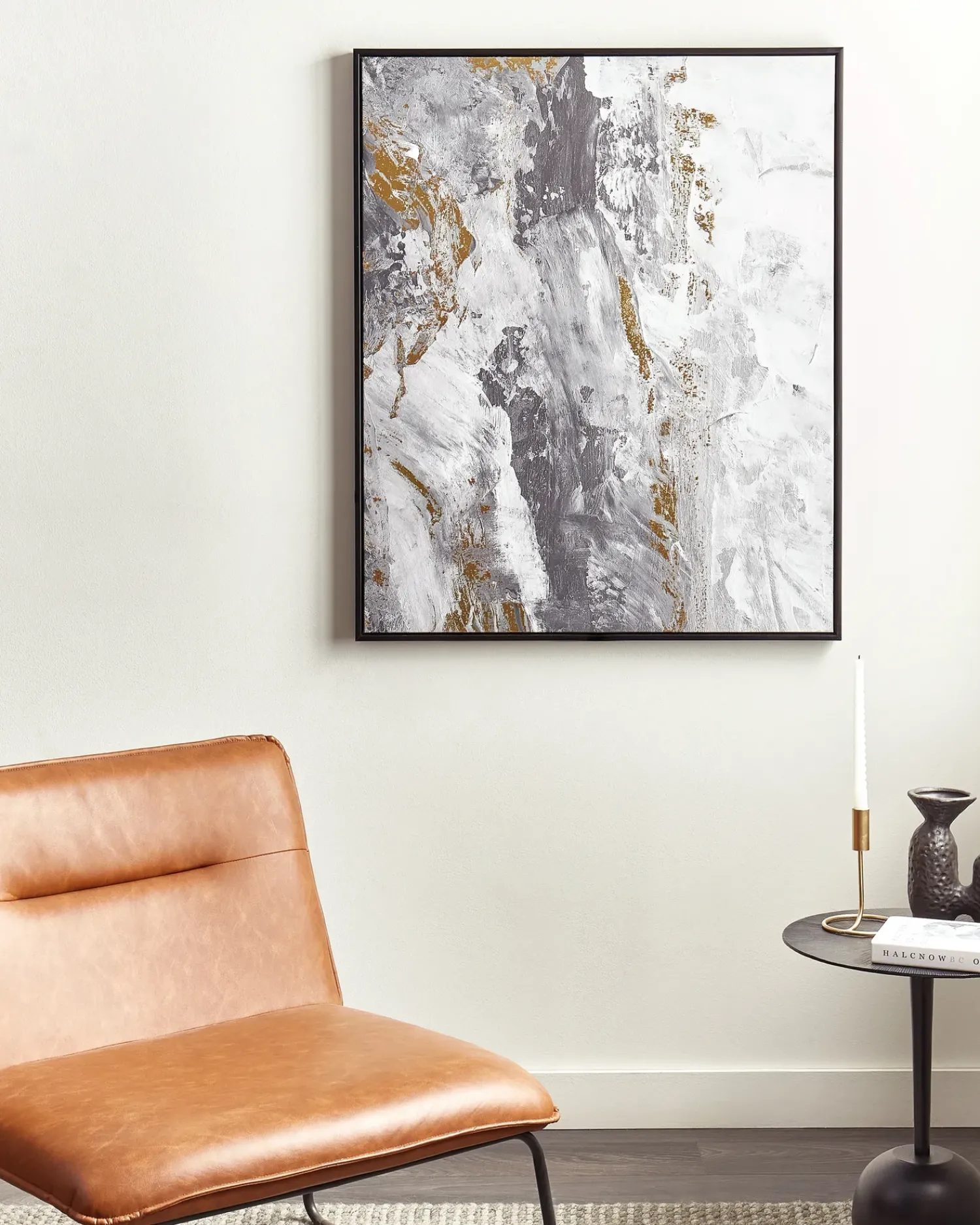 Clearance Beliani Stampa su tela JESI Motivo astratto 83 x 103 cm Grigio Bianco Oro Grigio