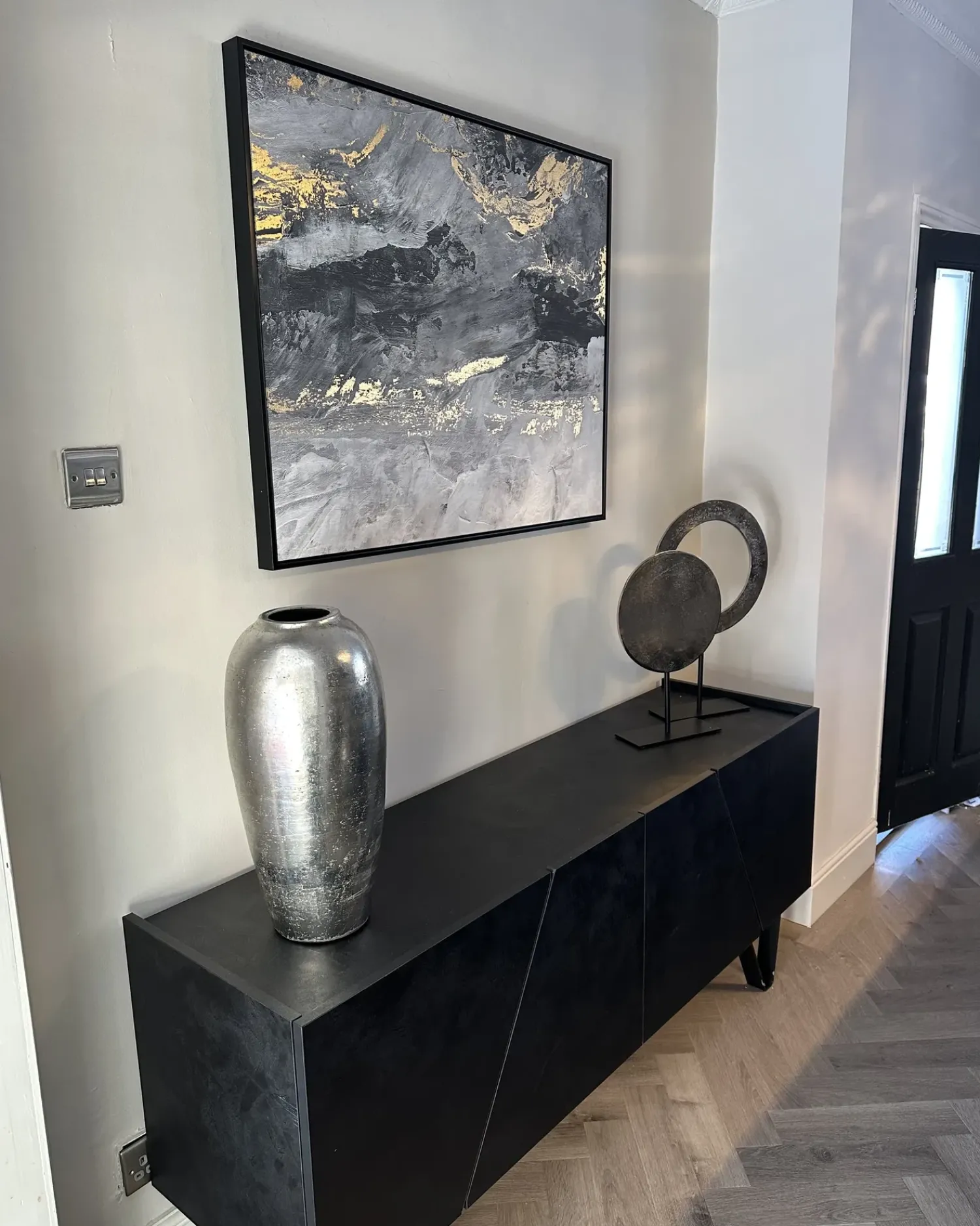 Clearance Beliani Stampa su tela JESI Motivo astratto 83 x 103 cm Grigio Bianco Oro Grigio