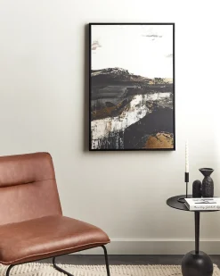 Discount Beliani Stampa su tela STATTE Motivo astratto 63 x 93 cm Nero Bianco Oro Nero