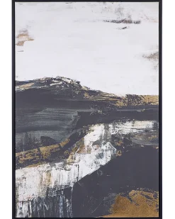 Discount Beliani Stampa su tela STATTE Motivo astratto 63 x 93 cm Nero Bianco Oro Nero
