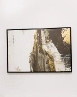 Discount Beliani Stampa su tela STATTE Motivo astratto 63 x 93 cm Nero Bianco Oro Nero