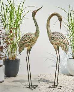 Sale Beliani Statua da giardino BOFFA Gru Marrone Verde Marrone