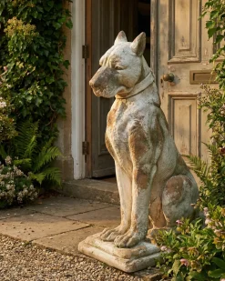 Online Beliani Statua da giardino CAPALBIO Cane Beige Bianco Beige