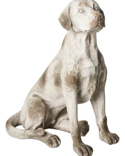 Outlet Beliani Statua da giardino CETONA Cane Beige Bianco Beige