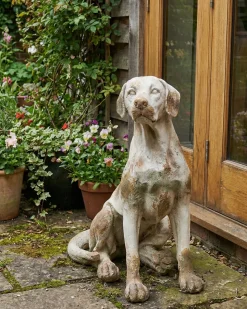 Outlet Beliani Statua da giardino CETONA Cane Beige Bianco Beige