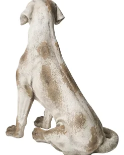 Outlet Beliani Statua da giardino CETONA Cane Beige Bianco Beige
