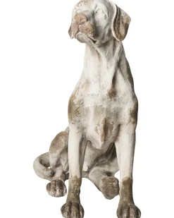 Outlet Beliani Statua da giardino CETONA Cane Beige Bianco Beige