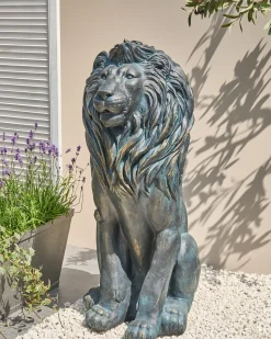 Hot Beliani Statua da giardino DAKAR Leone Marrone