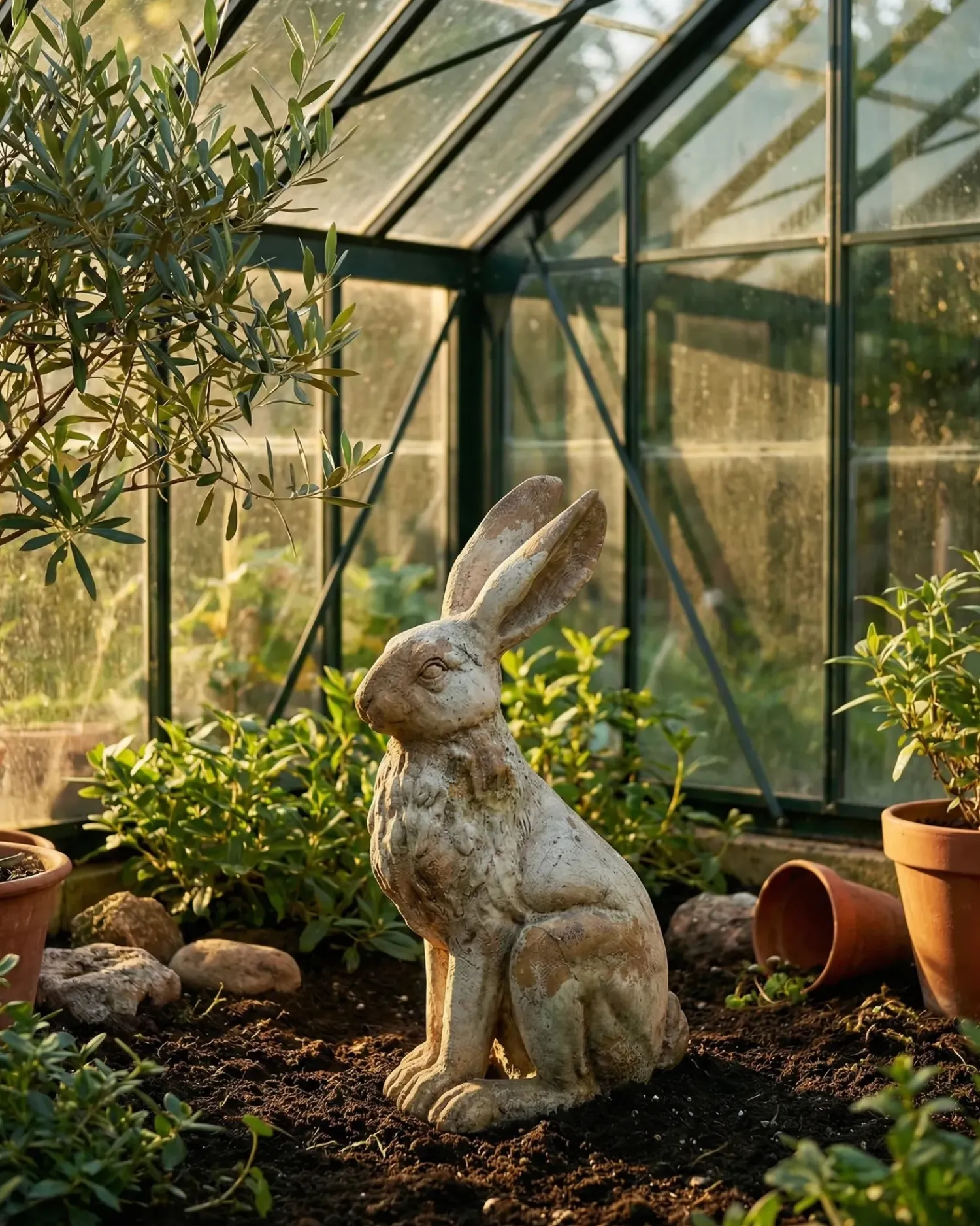 Online Beliani Statua da giardino NEIVE Lepre Beige Bianco Beige