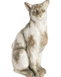 Online Beliani Statua da giardino OFFIDA Gatto Beige Bianco Beige