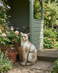 Online Beliani Statua da giardino OFFIDA Gatto Beige Bianco Beige