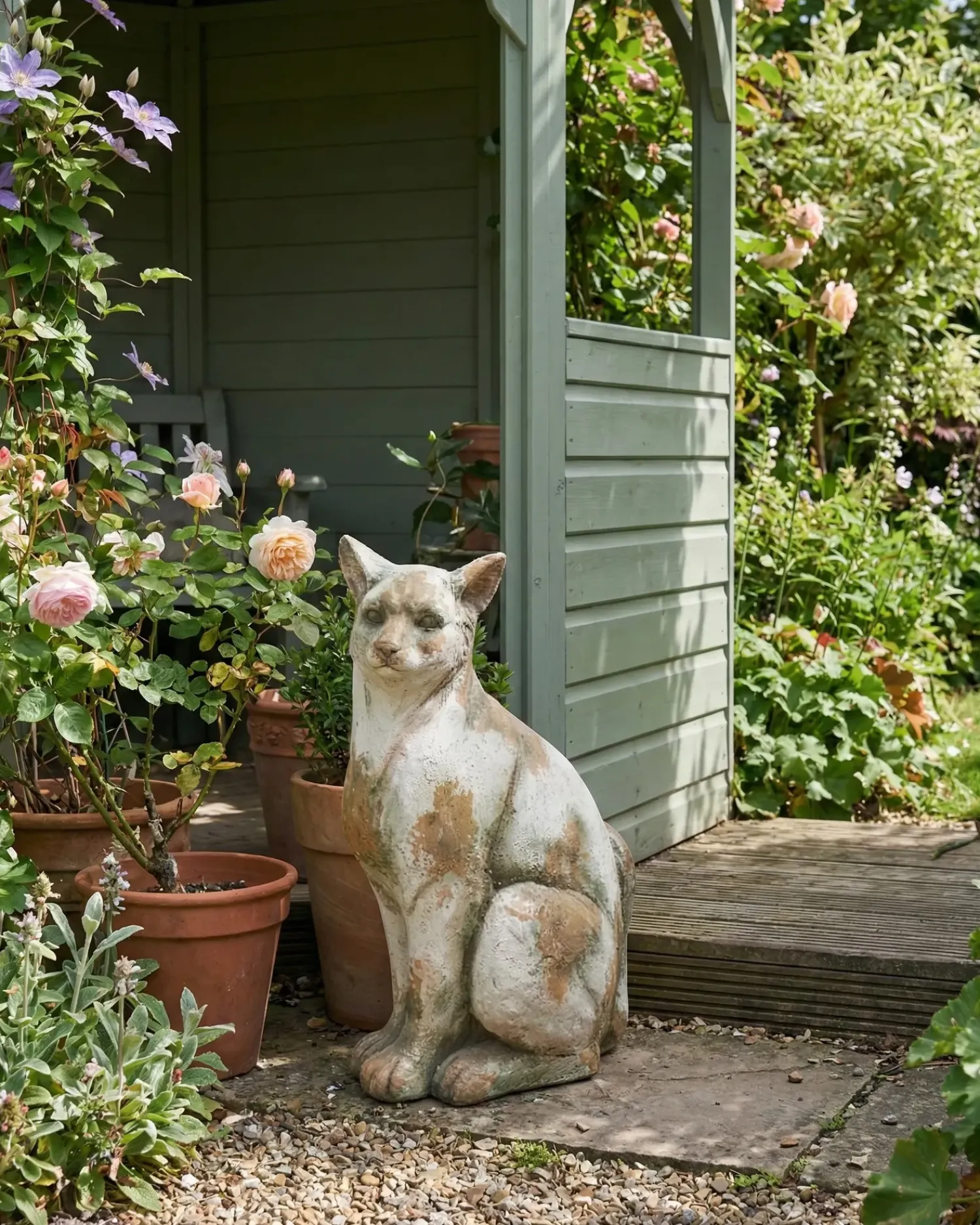 Online Beliani Statua da giardino OFFIDA Gatto Beige Bianco Beige
