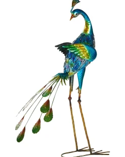 New Beliani Statua da giardino PEACOCK Blu Blu Multicolore