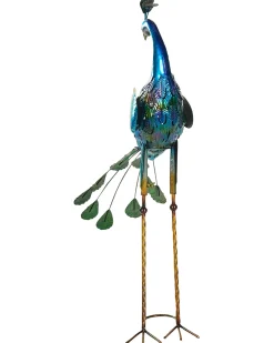 New Beliani Statua da giardino PEACOCK Blu Blu Multicolore