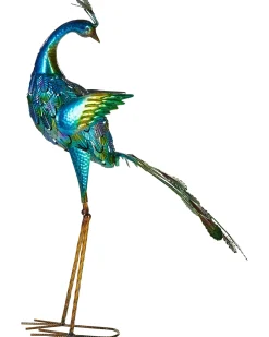 New Beliani Statua da giardino PEACOCK Blu Blu Multicolore