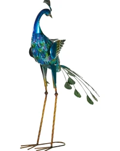 New Beliani Statua da giardino PEACOCK Blu Blu Multicolore